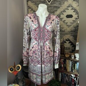 Hale Bob Multicolor Paisley Long Sleeve Dress